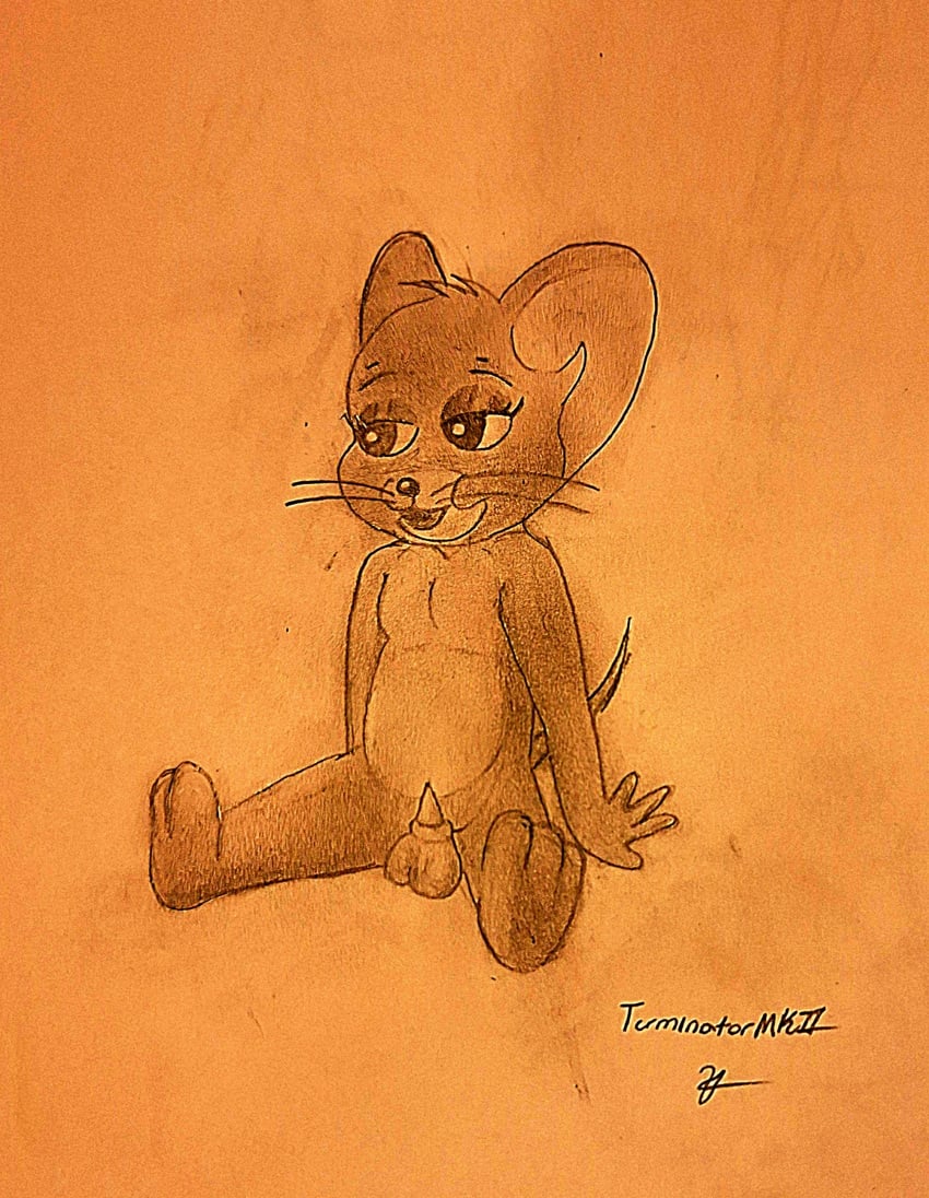 androgynous anthro jerry_mouse murid murine penis tapering_penis terminatormkii tom_and_jerry traditional_media_(artwork)