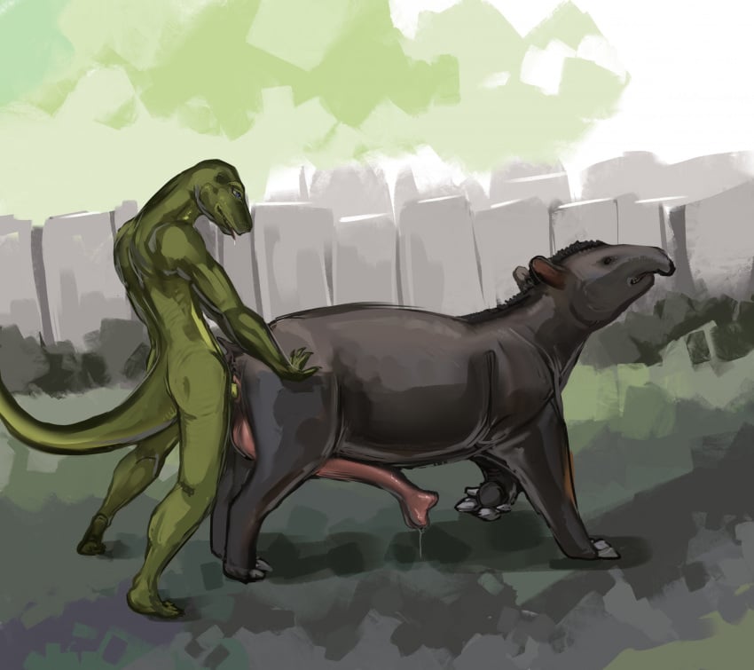 2025 anal anal_sex animal_genitalia animal_penis anthro anthro_on_feral anthro_penetrating anthro_penetrating_feral anthro_penetrating_male balls black_body bodily_fluids colored dracenmarx duo erection feral feral_penetrated from_behind_position genital_fluids genitals green_body green_penis green_tail hi_res interspecies lewis_resmond lizard male male/male male_on_feral male_penetrated male_penetrating male_penetrating_feral male_penetrating_male mammal monitor_lizard outside penetration penile penile_penetration penis penis_in_ass pink_penis precum reptile scalie sephrendemon sex tail tapir tapir_penis zoophilia