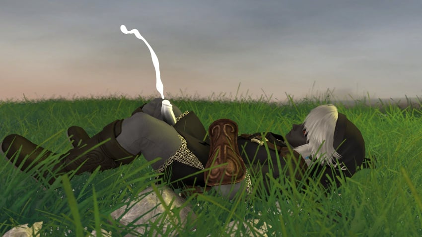 clothes_pull clothing cum cumming dark dark_link dark_skin gay link nature ocarina_of_time on_floor sky sunshine the_legend_of_zelda twilight_princess