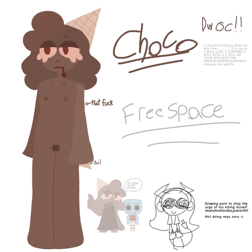 choco_(cutupaper2) cutupaper2 dandy's_world flat_chested flat_colors non-human oc original_character solo_female