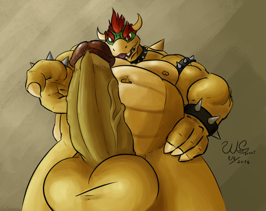 1boy anthro bowser chubby erect huge_cock koopa looking_at_viewer male male_only mario_(series) muscular muscular_male navel nintendo penis penis_close-up penis_focus pov presenting presenting_penis reptile scalie solo spiked_collar standing submissive_pov taker_pov testicles vein veiny_penis video_games wolfsecret