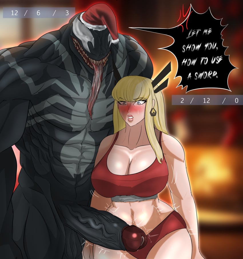 19_inches_of_venom 2024 2d angry big_breasts big_penis black_body blonde_female blonde_hair blue_eyes child_bearing_hips curvy_figure defeated defeated_heroine femsub gameplay_mechanics large_ass large_breasts large_penis larger_male long_tongue magik_(illyana_rasputin) magik_(marvel_rivals) maledom marvel_rivals muscular_male plump_lips score sharp_teeth simple_background staring_at_penis tagme text text_bubble venom_(marvel) venom_(marvel_rivals) voluptuous_female wide_hips