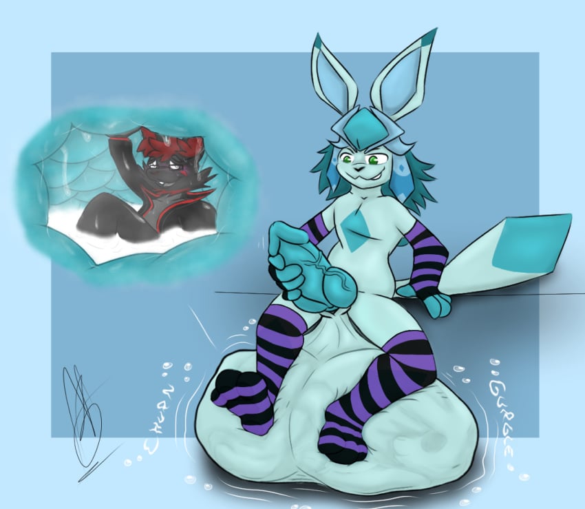 alternate_version_at_source animal_genitalia animal_penis anthro ball_size_difference ball_squish balls big_balls bodily_fluids bulge canine_genitalia canine_penis clothing cock_vore cum cum_vore digestion digestion_noises duo eeveelution feet femboy femboy_pred femboy_socks footwear generation_4_pokemon genital_fluids genitals glaceon gloves grin gurgle_(sound_effect) handwear huge_balls hyper hyper_balls hyper_genitalia inside_balls internal lagomorph legwear leporid male male/male mammal newt_rabbit newtrabbit nintendo pawpads paws penile penis pokemon pokemon_(species) rabbit smile socks squish stockings toes vein veiny_penis vore