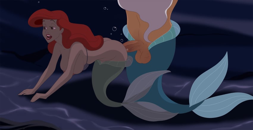 all_fours anal ariel ariel_(the_little_mermaid) ass balls bent_over big_breasts blue_eyes bra breasts bubble clothing daughter disney disney_princess doggy_style faceless_male father father_and_daughter female fish_girl fish_tail from_behind hair humanoid_penis incest inusen king_triton lipstick male marine merfolk mermaid mermaid_ass mermaid_girl mermaid_tail merman monster_girl old_man older_male parent penis princess red_hair royalty straight teeth the_little_mermaid the_little_mermaid_(1989_film) tongue underwater underwear water younger_female