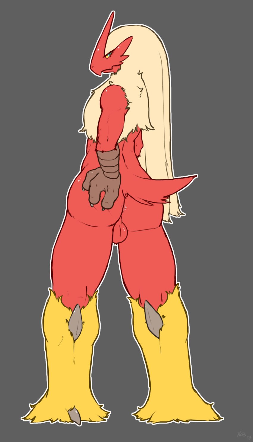 ass balls blaziken looking_at_viewer male male_only nintendo pokemon pokemon_(species) pose video_games x03