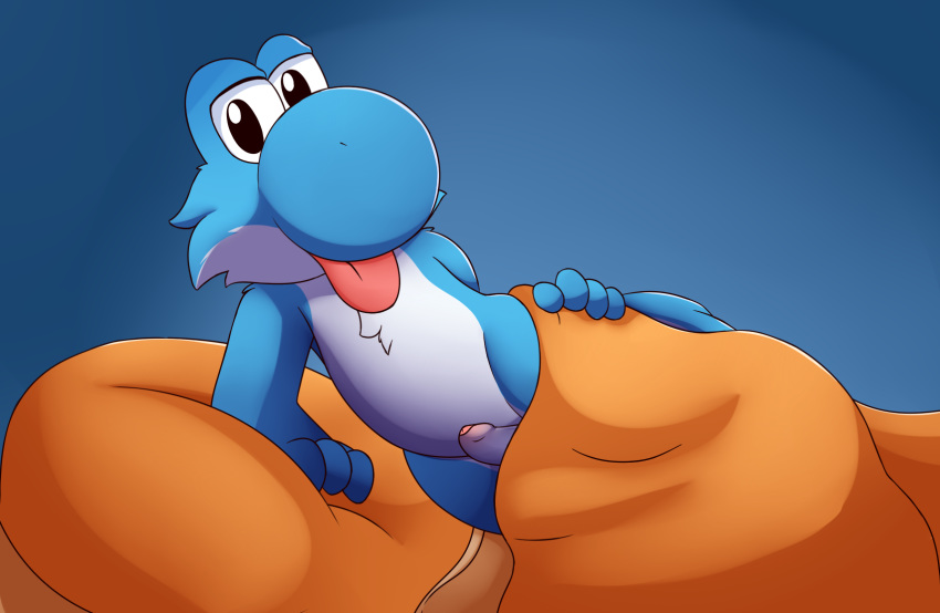 aroused bed bedding blanket dinosaur erection hybrid lighty_marteniz lizard male_only mario_(series) nintendo penis reptile sagemerric scalie suggestive uncut video_games yoshi