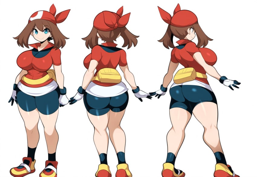 1girls ai_generated alternate_breast_size ass big_ass dat_ass female large_breasts may_(pokemon) may_(pokemon_rs) mullon novelai pokemon reference_sheet solo solo_female solo_focus spats thick_thighs voluptuous voluptuous_female wide_hips