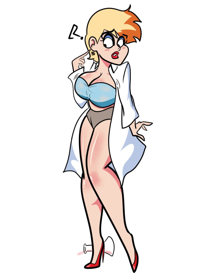 aliciadrawsbecause bimbo bimbo_body bimbofied bra cleavage female genderswap_(mtf) high_heels jenny_test johnny_test johnny_test_(series) large_breasts midriff panties red_lipstick rule_63