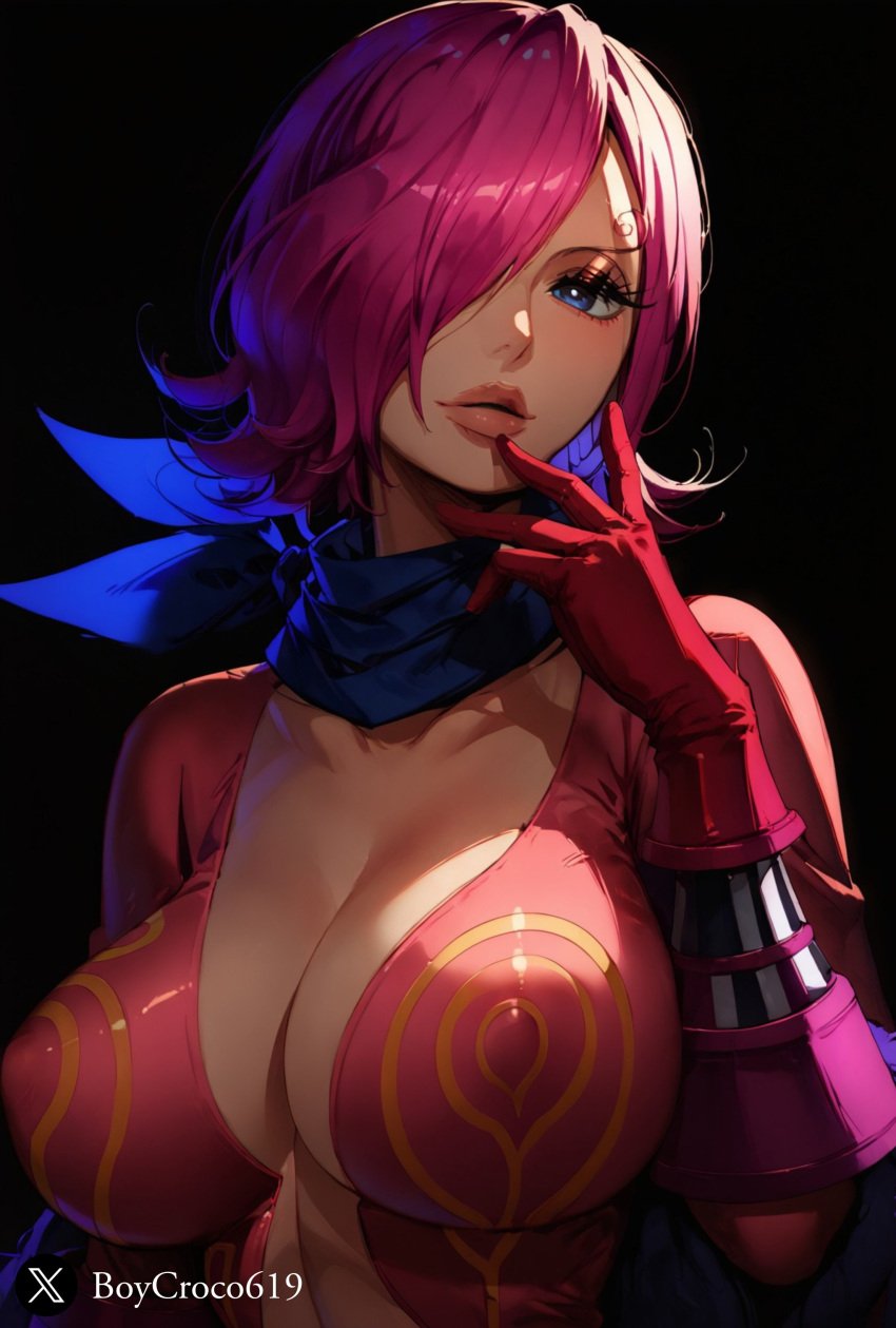 ai_generated big_breasts blue_eyes boycroco619 female female_only one_piece pink_hair reiju vinsmoke_reiju