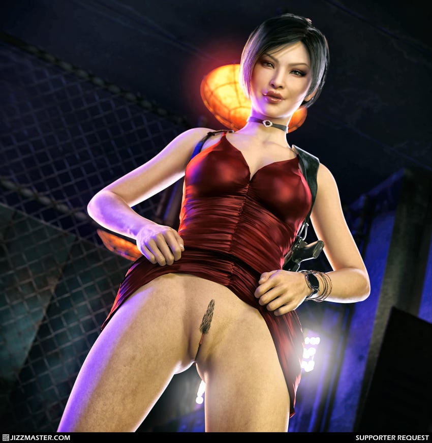 ada_wong ada_wong_(adriana) female jizzmasterzero lifting_skirt pulling_skirt resident_evil resident_evil_2 resident_evil_2_remake