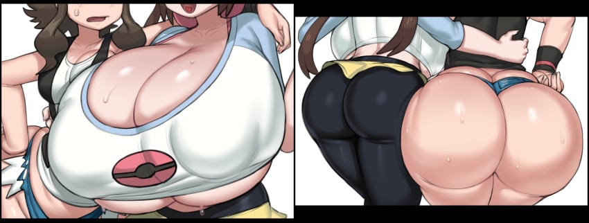 ass ass_vs_breasts big_ass breasts bubble_butt comparing_breasts female female_only grey_impact heavenly_ass hilda_(pokemon) hyper hyper_ass massive_ass massive_breasts pixiv_link pokemon rosa_(pokemon) round_ass tagme thick thick_ass