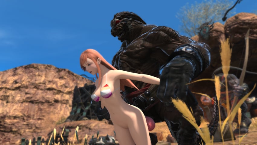 1boy amalj'aa female final_fantasy final_fantasy_xiv forced interspecies lesbian_pride_colors orientation_play pride_color_clothing public_sex ryne_waters straight