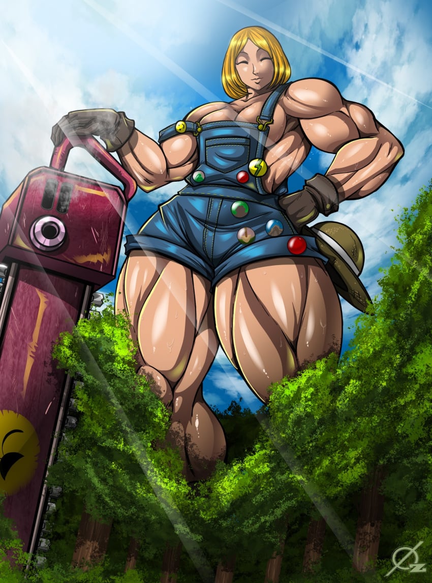 1girls american_mythology blonde_hair breasts closed_eyes extreme_muscles fate/grand_order fate_(series) female female_only folklore giantess gloves hat monster_girl muscles muscular muscular_female mythology north_american_mythology osmar-shotgun paul_bunyan paul_bunyan_(fate/grand_order) public_domain saw solo suspenders sweat thick_thighs