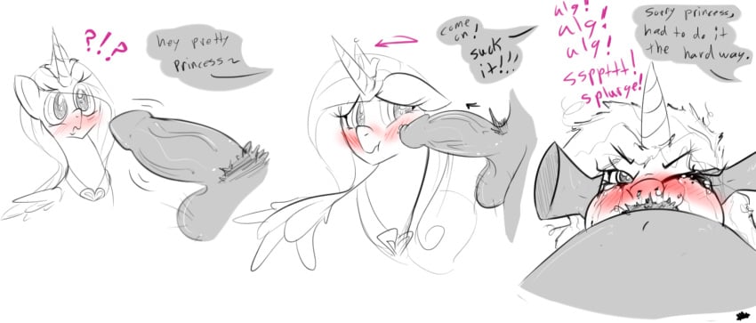 2015 alicorn balls duo english_text equine erection feathered_wings feathers fellatio fellatio_from_feral female feral forced forced_oral friendship_is_magic horn human human_on_feral male male_human/female_feral male_on_feral mammal my_little_pony oral penis pinkgagy princess_cadance_(mlp) rape sex text uncut wings zoophilia