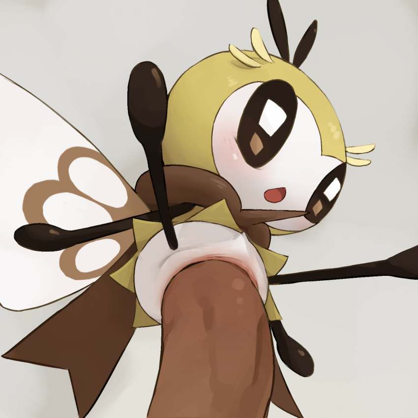 10s 1boy 1girls 2016 arthropod bee bee_fly erection female fly grey_background hi_res human insect_wings insects interspecies large_insertion male nintendo penetration penis pokémon_(species) pokemon pokemon_sm pussy ribombee ridiculous_fit scarf sex simple_background size_difference smaller_female solo_focus straight video_games wings youjomodoki