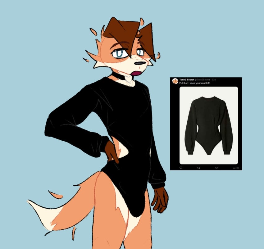 2024 5_fingers anthro black_bodysuit black_choker black_clothing black_jewelry black_necklace black_nose black_skinsuit blue_background bodysuit brown_body brown_fur bulge canid canine canis cheek_tuft choker clothed clothing detailed_bulge digital_drawing_(artwork) digital_media_(artwork) dipstick_tail domestic_dog eyebrows facial_tuft fingers flat_colors floppy_ears fur grey_eyes hand_on_hip heart_symbol humanoid_hands jewelry looking_at_viewer male mammal markings meme meme_clothing mixed_media multicolored_body multicolored_fur necklace open_mouth orange_body orange_fur photography_(artwork) portrait pupils reference_image screencap simple_background skinsuit snout solo tail tail_markings tan_body tan_fur three-quarter_portrait three-quarter_view tight_clothing tuft twitter white_pupils winterfrost winterfrost_(winterfrost)