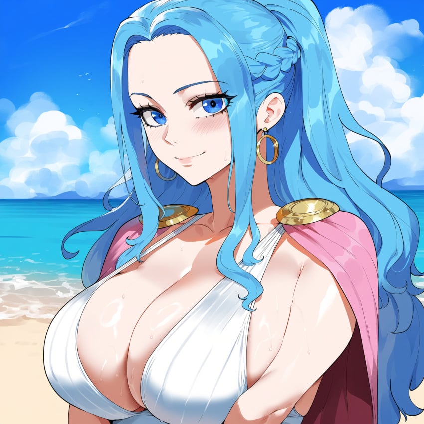 1girls ai_generated blue_hair creamy_ai female female_only light-skinned_female light_skin long_hair nefertari_vivi one_piece tagme