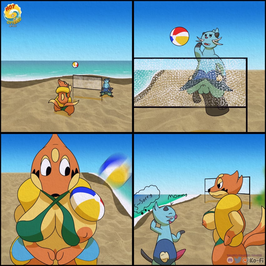 1:1 2_tails absurd_res angry animal_genitalia arm_fin artpack ball balls beach beach_ball bikini bikini_bottom bikini_top black_border border clothing comic dewott dialogue digital_media_(artwork) dipstick_tail discord_(app) discord_logo duo english_text erection female fin floatzel generation_4_pokemon generation_5_pokemon genitals gloves_(marking) hi_res inflatable ko-fi ko-fi_logo male markings multi_tail net nintendo nipple_slip nipples open_mouth penetration penis pokemon pokemon_(species) sand seashell sheath shell snaggle_tooth sport spots swimwear tail tail_markings tapering_penis text twitter twitter_logo two-piece_swimsuit vaginal vaginal_penetration velvet706 volleyball volleyball_net vulva water watermark