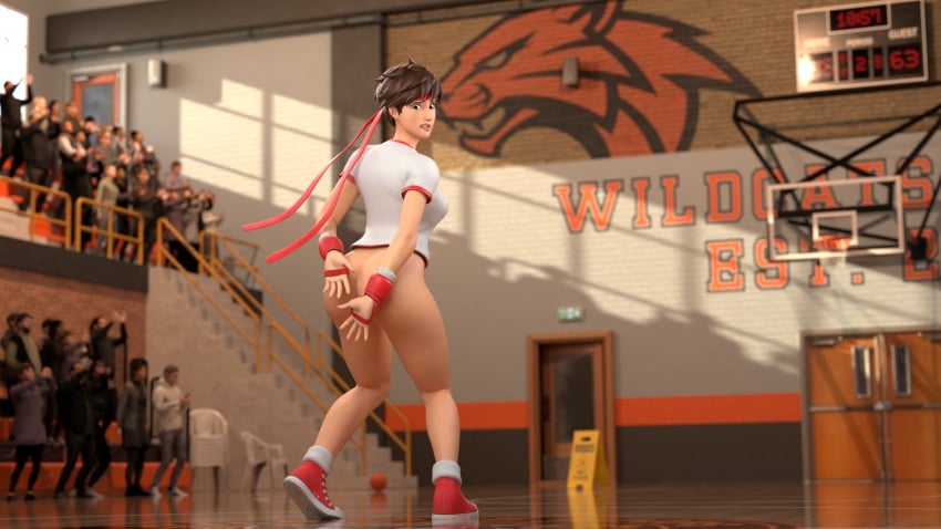 1girls 2026 3d 3d_(artwork) ass audience basketball basketball_court blender bottomless bottomless_female brown_hair brown_hair_female butt choovy3 covering_ass embarrassed embarrassed_naked_female embarrassed_nude_exposure embarrassed_nude_female enf exhibitionism extreme_exposure_humiliation female female_focus fortnite headband human nude_in_front_of_audience nude_in_public parody public public_indecency public_nudity sakura_kasugano sakura_kasugano_(fortnite) scene_reference shirt_only solo solo_female solo_focus street_fighter