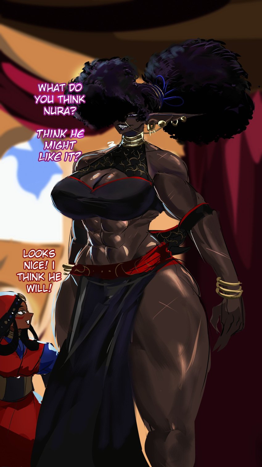 1girls afro bahaal_(jinn_hunter) dark-skinned_female dark_skin taller_female venommoe