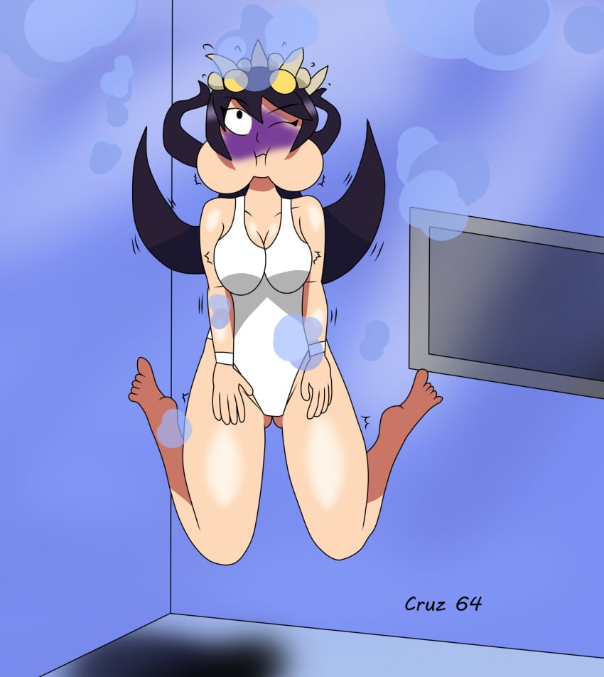 1girls asphyxiation ass ass_visible_through_thighs barefoot big_breasts black_hair breasts bubbles cleavage cruz64 drowning feet female filia_(skullgirls) holding_breath human light-skinned_female light_skin long_hair looking_up nude_filter_request one-piece_swimsuit one_eye_closed pool puffy_cheeks skullgirls solo swimsuit underwater water white_one-piece_swimsuit white_swimsuit wristbands