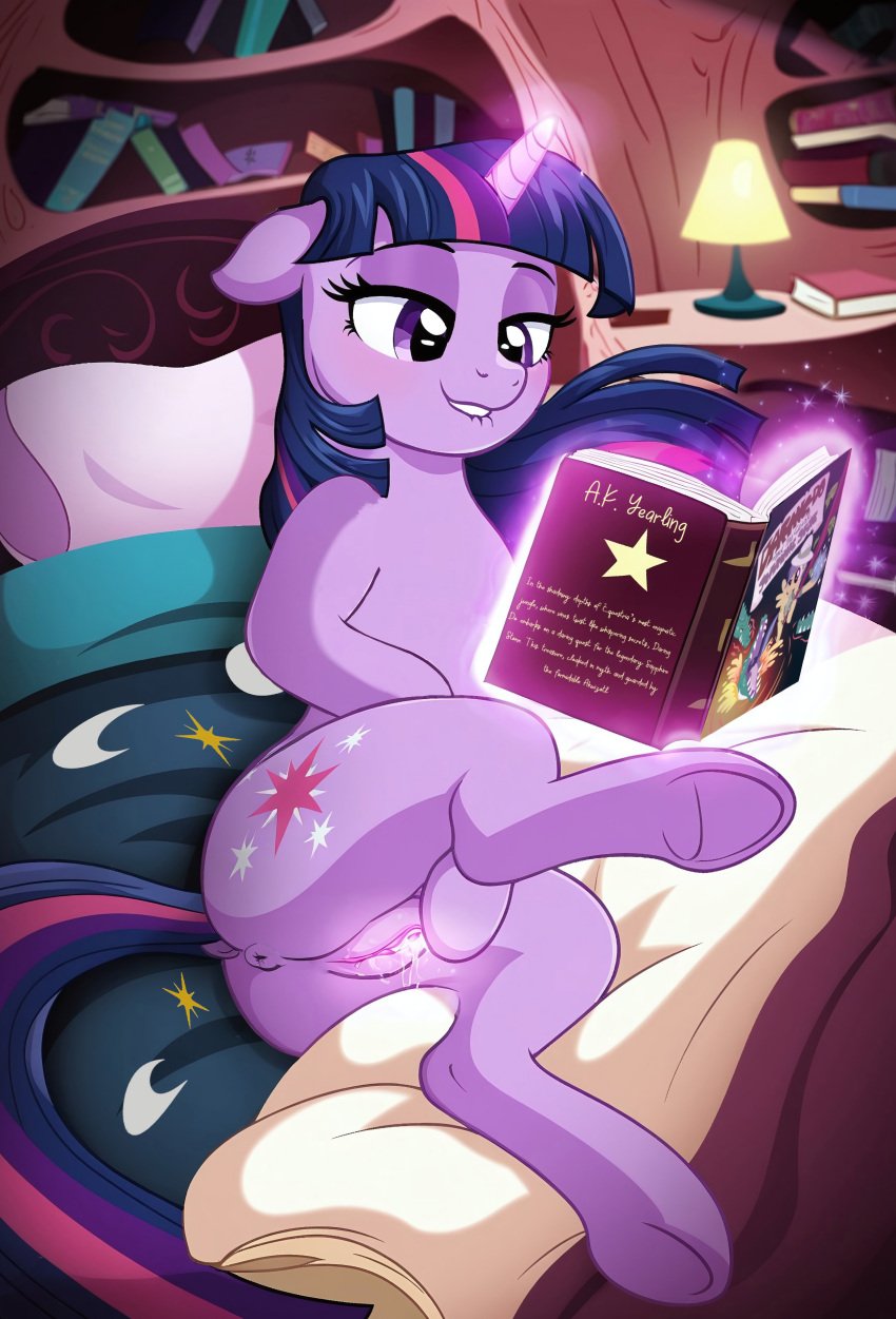 ai_generated ass cutie_mark dock equid equine feral friendship_is_magic hooves horse masturbation my_little_pony pony purple_body purple_eyes purple_fur purple_hair smile tail twilight_sparkle_(mlp) underhoof unicorn