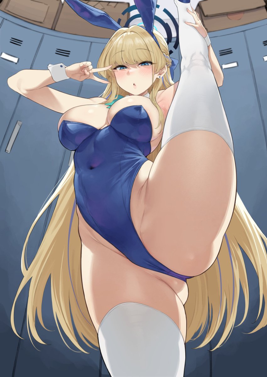 1girls ass_visible_through_thighs big_breasts blue_archive blush blushing_at_viewer breasts bunny_costume bunny_ears bunny_girl bunnysuit curvaceous curvy curvy_female female female_focus female_only halo hi_res highres huge_breasts katsura_harufumi large_breasts light-skinned_female light_skin long_hair looking_at_viewer slim_waist solo solo_female solo_focus thick_thighs thighhighs thighs toki_(blue_archive) toki_(bunny)_(blue_archive) very_long_hair wide_hips yomomirin