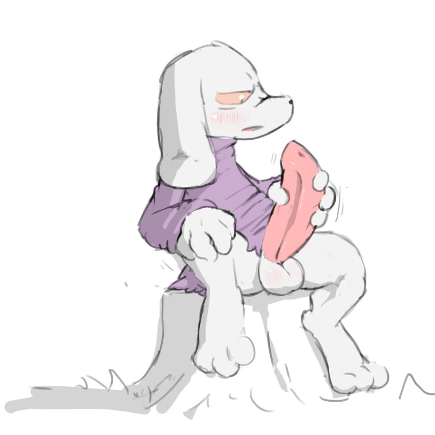 anthro balls big_penis blush bottomless cave_story clothed clothing digital_media_(artwork) erection hi_res king_(cave_story) lagomorph looking_down male male_only mammal masturbation mimiga outside penile_masturbation penis redemption3445 shirt sitting sketch solo spread_legs spreading tree_stump video_games