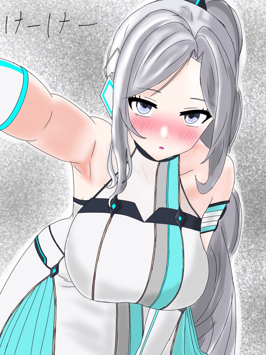 armpits blush clothed d4dj huge_breasts keekee_(kk_d4ni) looking_at_viewer niijima_ibuki watermark