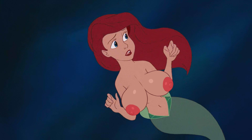 alternate_breast_size ariel bedaxe big_breasts disney disney_princess edit female nipples screenshot screenshot_edit the_little_mermaid