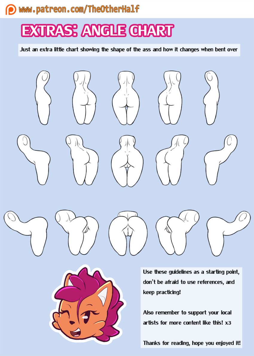 ass ass_focus butt_focus diagram educational eyelashes fan_character female ferret fur hair headless mammal mustelid one_eye_closed orange_fur patreon purple_hair pussy smile sonic_(series) sonic_oc sonic_the_hedgehog_(series) tambre_the_ferret_(the_other_half) text the_other_half toony tutorial wink