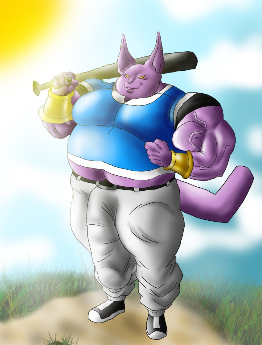 anthro armlets biceps big_biceps blazingblazen bulge champa dragon_ball dragon_ball_super feline flaccid flexing hi_res hyper male male_only mammal musclegut muscular pecs penis solo solo_male sport vein