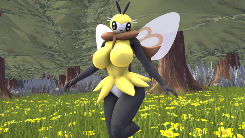 3d 3d_(artwork) baek-myo big_breasts breasts bug bug_girl cute dnrud12 female one_leg_up pokemon pokemon_(species) ribombee sexy source_filmmaker