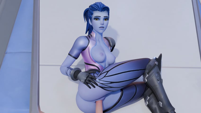 1boy1girl clothing colored_skin exposed_breasts female gloves male missionary missionary_position overwatch overwatch_2 pov sex sideways straight_sex tight_clothing virtual_reality vr widowmaker