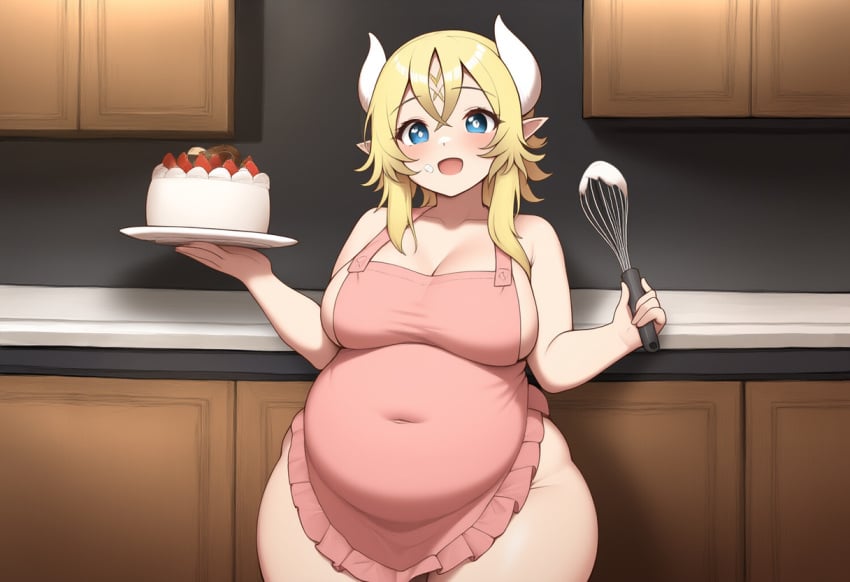 ai_generated baking big_ass big_breasts breasts ecclesia_(yu-gi-oh!) fat naked naked_apron nohbdyody thicc