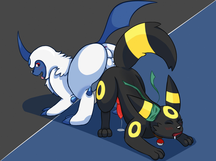 2boys absol all_fours anal anal_knotting anal_sex animal_genitalia animal_penis anus arkoh arkoh_umbreon ass ass_to_ass blush bound canine_penis closed_eyes collar cum cum_while_penetrated duo eeveelution feral feral_on_feral furry gay hi_res interspecies knot knotting male male_only nintendo open_mouth original_character penetration penis pokémon_(species) pokemon pokemon_(species) pokemon_gsc pokemon_rse precum red_eyes sex simple_background testicles tongue umbreon video_games