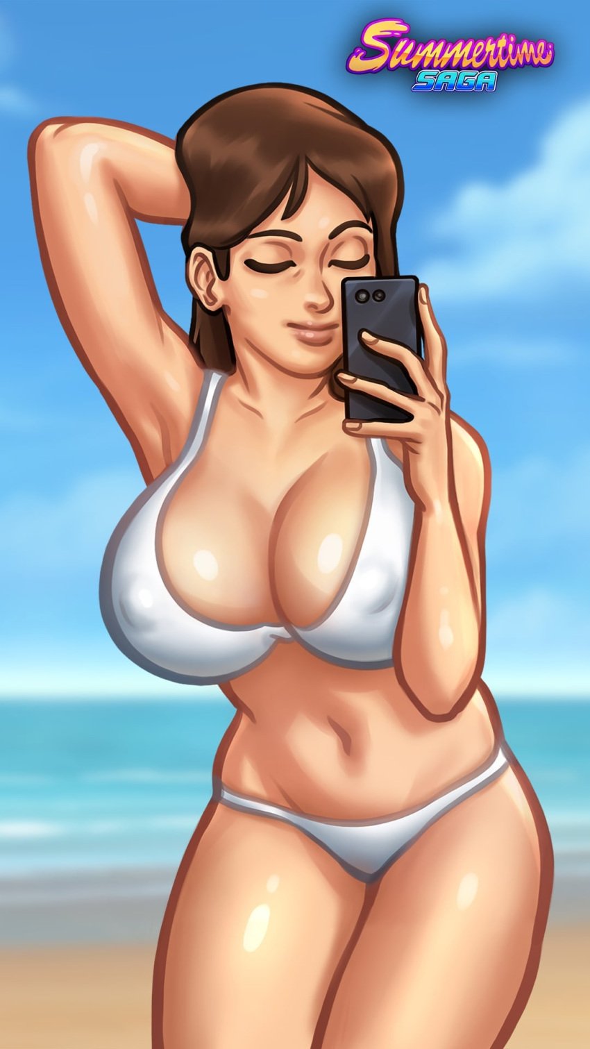 1920x1080 1girls 2025 2d 2d_(artwork) big_breasts bikini bikini_bottom bikini_top bra breasts brown_hair brown_hair cleavage darkcookie digital_drawing_(artwork) digital_media_(artwork) female female_focus female_only hi_res highres jenny_(summertime_saga) light-skinned_female light_skin nipples nipples_visible_through_clothing panties pose posing presenting selfie selfie_pose showing_off summertime_saga teenage_girl teenager underwear wallpaper watermark