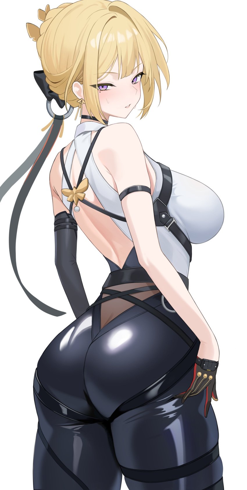 1girls ass big_ass big_breasts big_butt blonde_female blonde_hair busty choker clothed evelyn_chevalier fat_ass female female_only fully_clothed guntree hoyoverse huge_ass huge_butt large_ass large_breasts large_butt light-skinned_female light_skin mihoyo purple_eyes tagme thick thick_ass tight_clothes tight_clothing tight_pants violet_eyes zenless_zone_zero