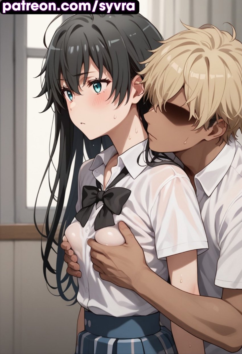 ai_generated big_ass groping_from_behind my_teen_romantic_comedy_snafu ryuuziken01 school_uniform small_breasts yahari_ore_no_seishun_lovecome_wa_machigatteiru. yukinoshita_yukino