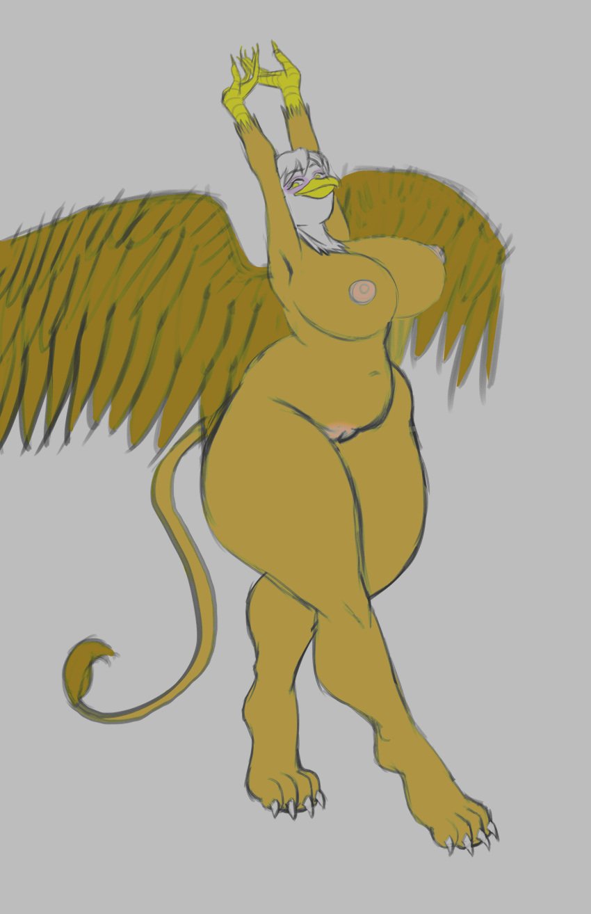 absurd_res animal_humanoid anthro arekage ass avian bedroom_eyes big_breasts breasts bubble_butt female flat_colors friendship_is_magic genitals gilda_(mlp) gryphon hasbro hi_res humanoid looking_at_viewer my_little_pony mythological_avian mythological_creature mythology narrowed_eyes nipples pokemon68 pose pussy seductive smile solo thick_thighs