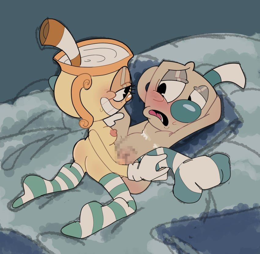 andromorph cuntboy cuphead_(game) futanari intersex moraaaaaaa mosaic_censoring ms._chalice mugman penis pussy thighhighs