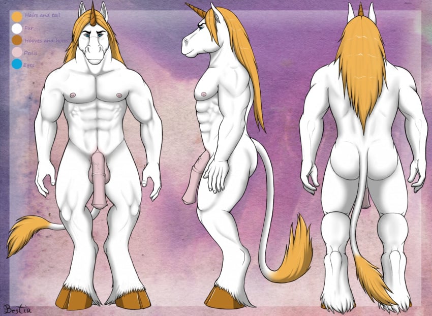 2016 5_fingers abs anatomically_correct anatomically_correct_penis animal_genitalia animal_penis anthro balls biceps biped blue_eyes brown_hooves brown_horn charles_wark cloven_hooves color_swatch digital_media_(artwork) elbestia equine equine_penis eyebrows front_view fur hair hooves horn horsecock humanoid_hands inner_ear_fluff long_hair long_penis looking_at_viewer male mammal medial_ring model_sheet multiple_angles muscular muscular_male nipples nude orange_hair pecs penis pepsi_(fa) pink_balls pink_nipples pink_penis purple_background rear_view serratus side_view signature simple_background snout solo standing tail_tuft textured_background tuft unicorn unicorn_horn vein veiny_penis white_fur white_tail