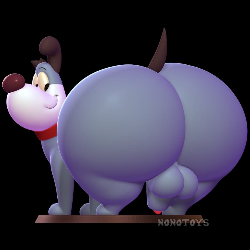 1:1 2024 3d_(artwork) ass balls big_butt black_background black_ears black_tail blue_balls blue_body canid canine canis collar digital_media_(artwork) domestic_dog feral genitals happy_higgenbottom hi_res looking_back male mammal nickelodeon nonotoys penis raised_tail red_collar signature simple_background smile solo tail the_mighty_b! thick_thighs
