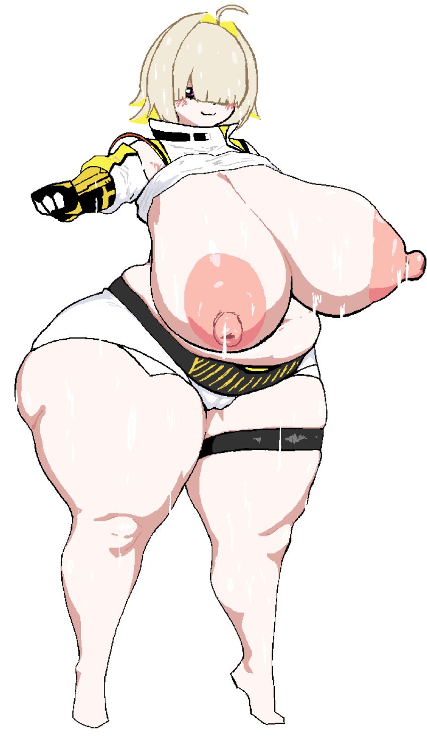 1girls areolae blonde_hair breasts elegg_(nikke) female goddess_of_victory:_nikke huge_breasts nipples sweat tagme