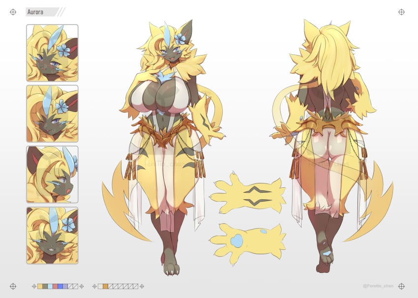 aurora_(nbanoob) big_ass big_breasts breasts bubble_butt female feretto_chan furry huge_ass pokémon_(species) pokemon pokemon_(species) thick_thighs wide_hips zeraora