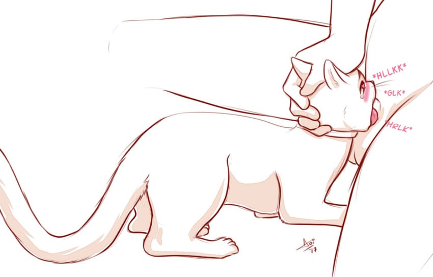 aogami deepthroat feline fellatio feral human human_on_feral interspecies licking male male_on_feral mammal oral tongue tongue_out yaoi zoophilia