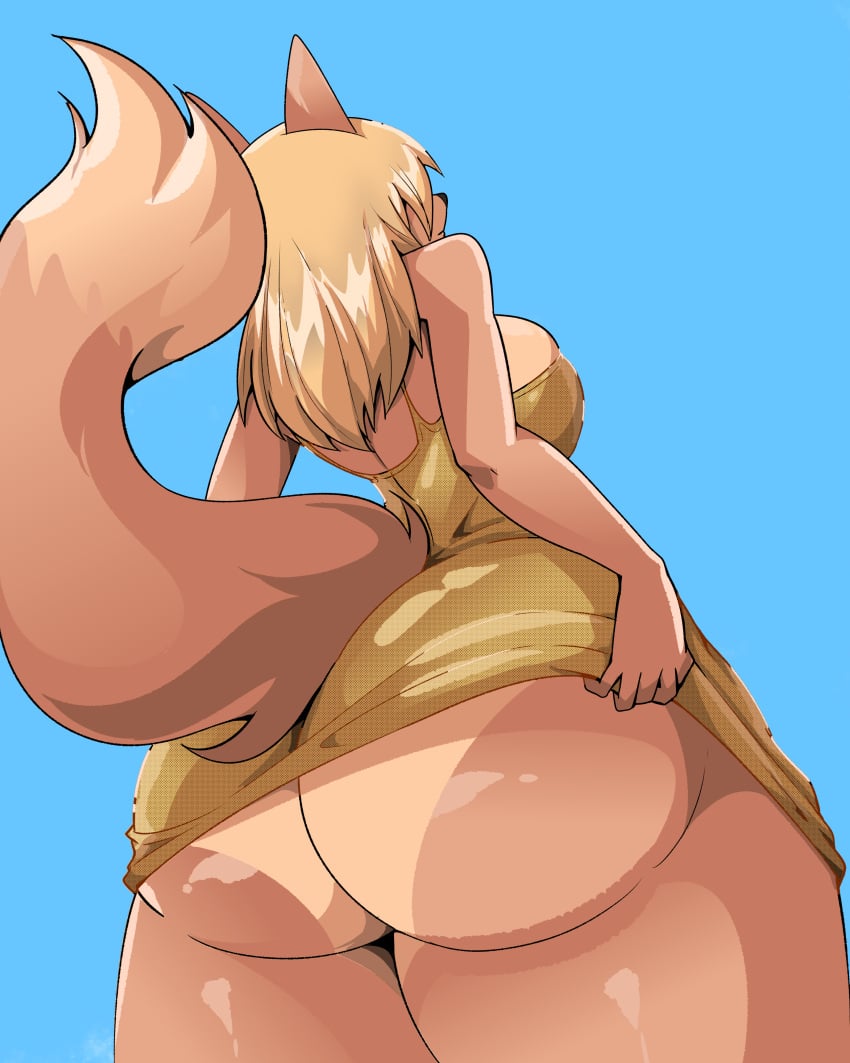 ass ass_focus blonde_female blonde_hair female furry furry_female furry_only gold_dress gta_vi long_tail lucia_(gta) original_character