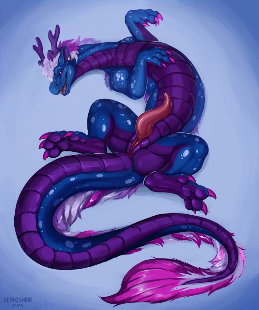 animal_genitalia anus ass claws cuntboy cuntboy_sans_balls deanosaior dragon eastern_dragon feral fur genital_slit genitals herm hermaphrodite hi_res horn intersex looking_at_viewer maleherm mane multi_genitalia multicolored_mane mythological_creature mythological_scalie mythology penis pink_body pink_claws pink_fur pink_mane presenting presenting_anus presenting_penis presenting_pussy purple_body purple_eyes purple_fur purple_horn purple_scales pussy red_anus red_penis red_pussy scales scalie solo ventral_scales white_body white_fur white_mane