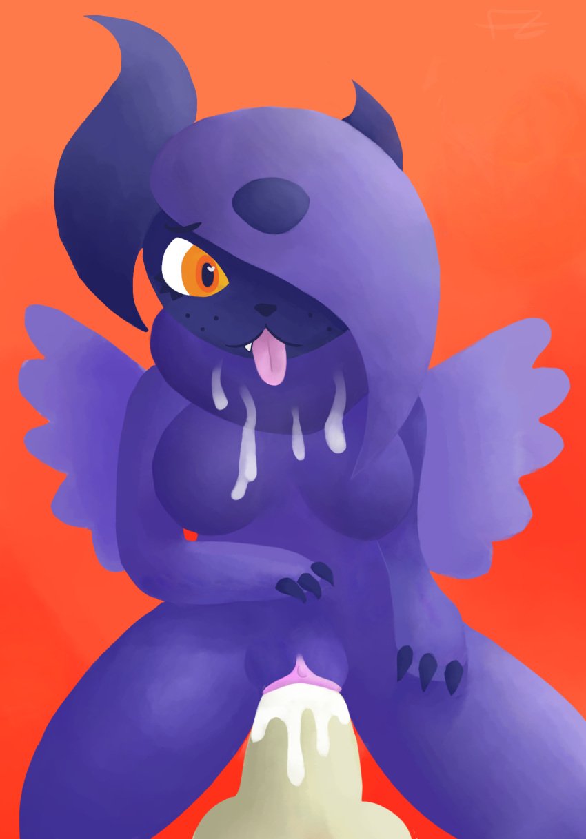 absol breasts cum featureless_breasts female fizwack fur heart male mammal mega_absol mega_evolution nintendo penetration penis pokemon pokemon_(species) pussy sex simple_background solo_focus straight tongue video_games wings