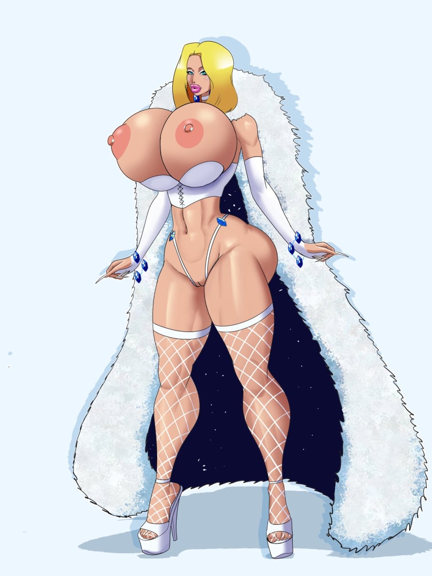1girls annon bimbo bimbofied emma_frost female female_only gigantic_breasts high_heels huge_ass huge_breasts human marvel nipple_piercing solo solo_female voluptuous